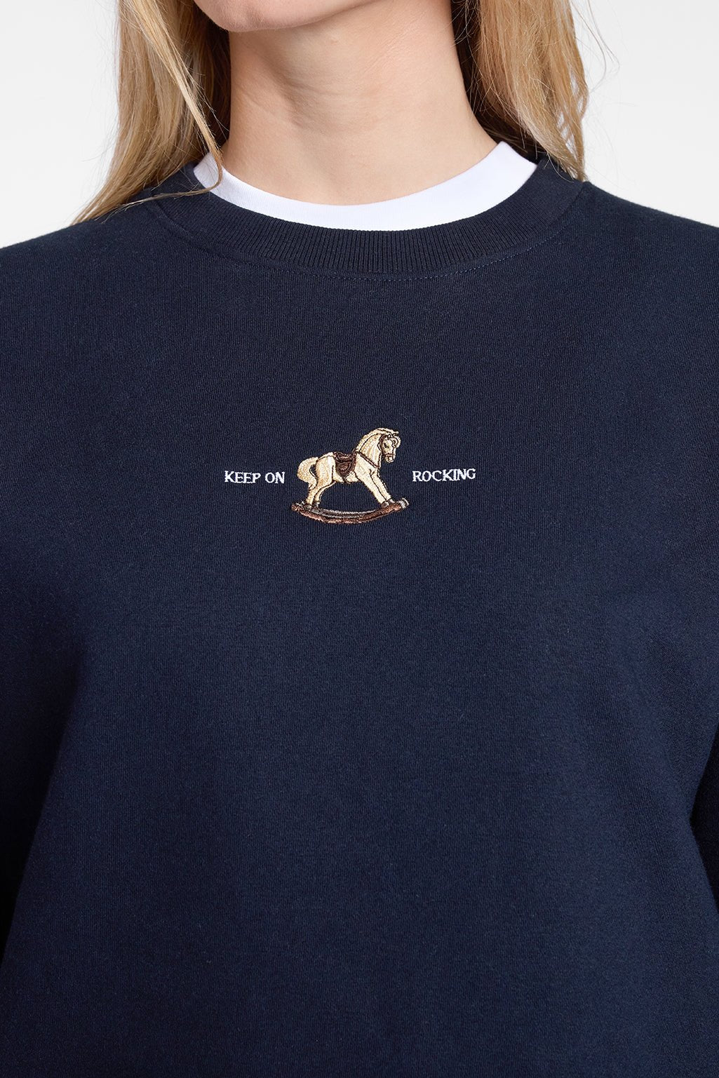 Rocking Horse Crewneck | Embroidered Sweatshirt | Dark Navy