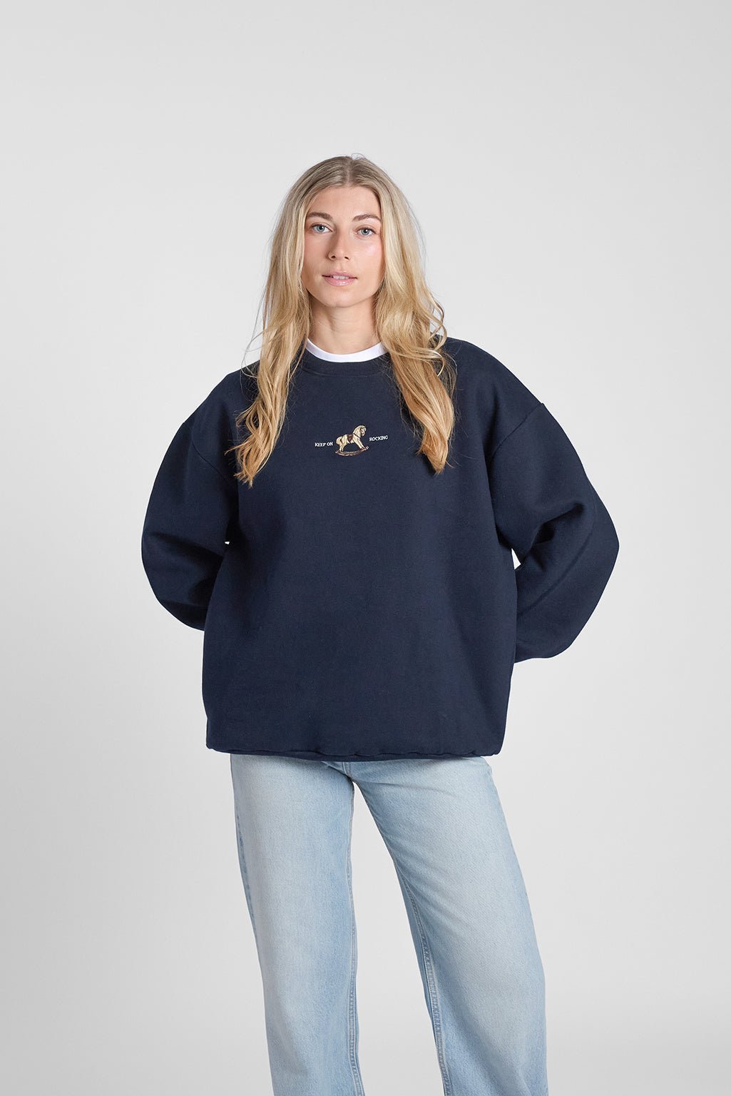 Rocking Horse Crewneck | Embroidered Sweatshirt | Dark Navy