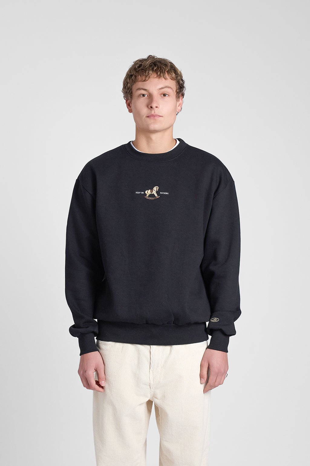 Rocking Horse Crewneck | Embroidered Sweatshirt | Black